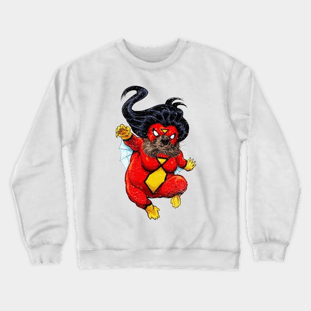 Spider-Wombat distressed Crewneck Sweatshirt by ThirteenthFloor